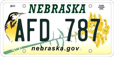 NE license plate AFD787