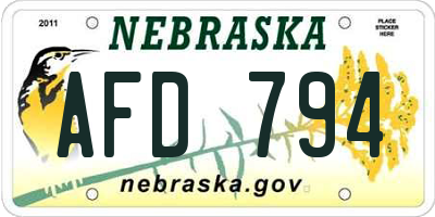 NE license plate AFD794