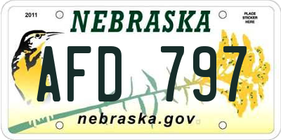 NE license plate AFD797