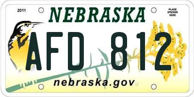 NE license plate AFD812
