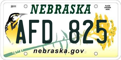 NE license plate AFD825