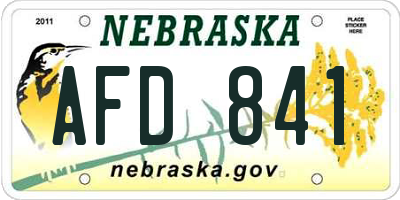 NE license plate AFD841