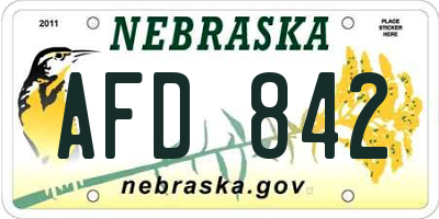 NE license plate AFD842