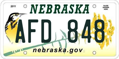NE license plate AFD848