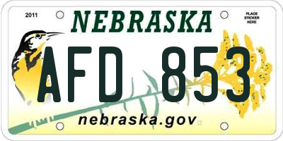 NE license plate AFD853