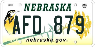 NE license plate AFD879
