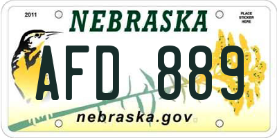 NE license plate AFD889