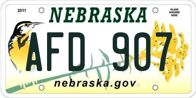 NE license plate AFD907