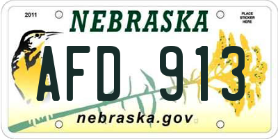 NE license plate AFD913