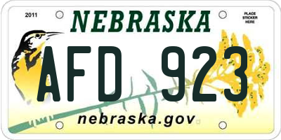 NE license plate AFD923