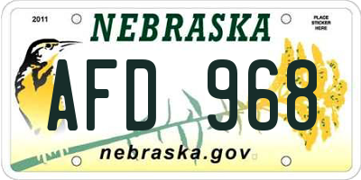 NE license plate AFD968