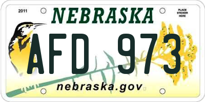 NE license plate AFD973