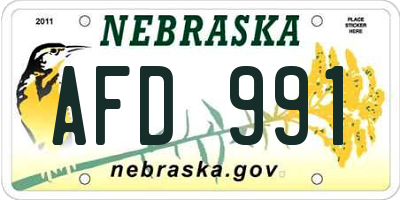 NE license plate AFD991