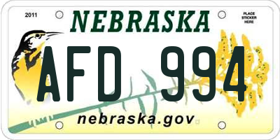 NE license plate AFD994