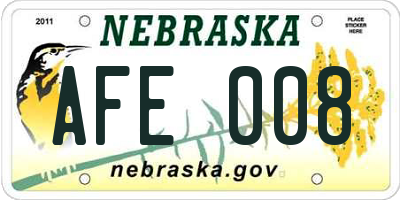 NE license plate AFE008