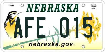 NE license plate AFE015