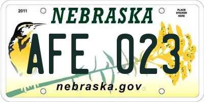 NE license plate AFE023