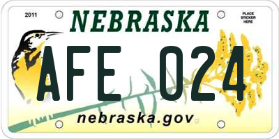 NE license plate AFE024