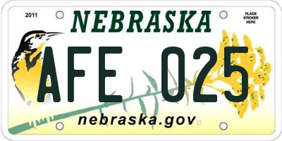 NE license plate AFE025