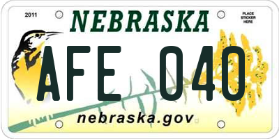 NE license plate AFE040