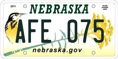 NE license plate AFE075