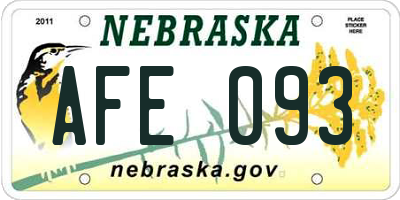 NE license plate AFE093