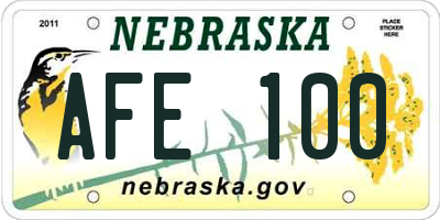 NE license plate AFE100