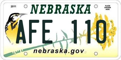 NE license plate AFE110