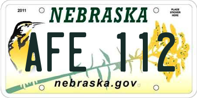 NE license plate AFE112