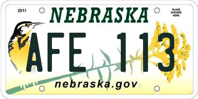 NE license plate AFE113