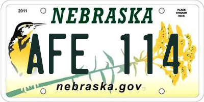 NE license plate AFE114