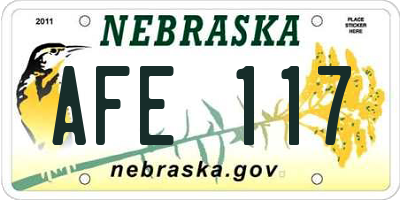 NE license plate AFE117