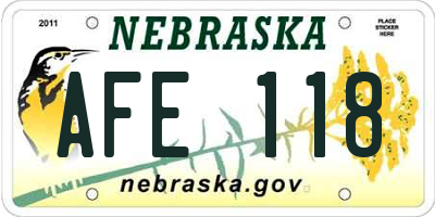NE license plate AFE118