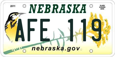 NE license plate AFE119