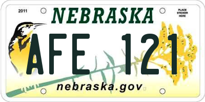 NE license plate AFE121