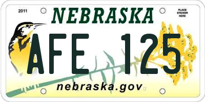 NE license plate AFE125