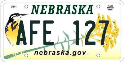NE license plate AFE127