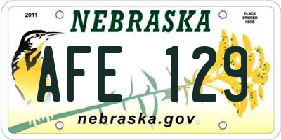 NE license plate AFE129
