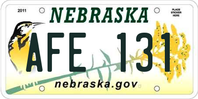 NE license plate AFE131