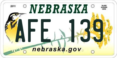 NE license plate AFE139
