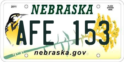 NE license plate AFE153