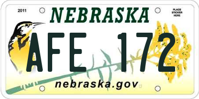 NE license plate AFE172