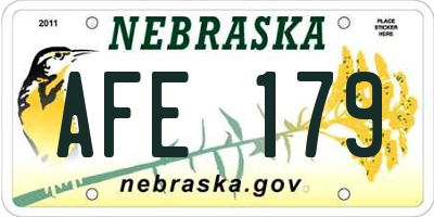 NE license plate AFE179