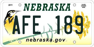 NE license plate AFE189