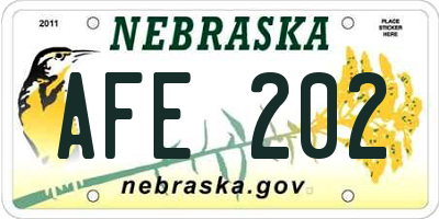 NE license plate AFE202