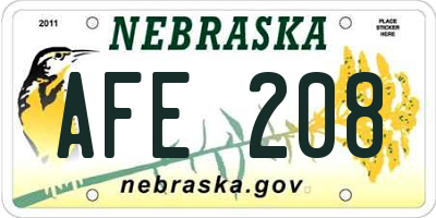 NE license plate AFE208