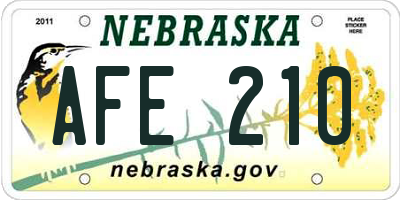 NE license plate AFE210