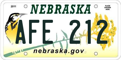 NE license plate AFE212