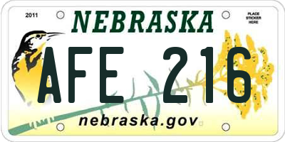NE license plate AFE216