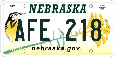 NE license plate AFE218